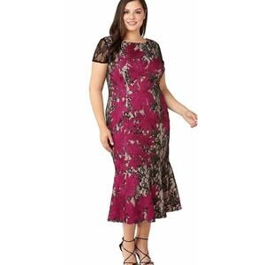 JS Collections EMBROIDERED LACE MIDI Mermaid Dress Size 12 NEW!!!